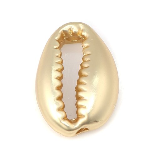1 pendentif perle coquillage cauris 17 mm doré mat