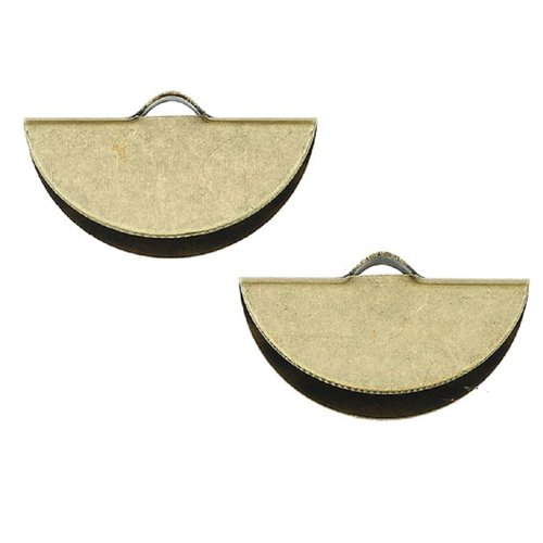 2 embouts pince ruban demi lune métal bronze
