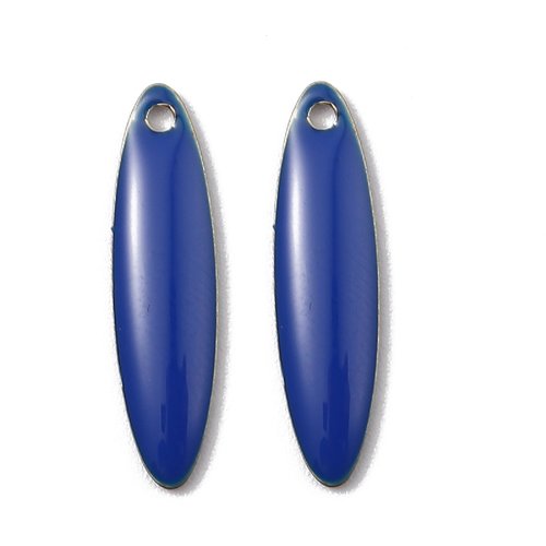 2 pendentifs sequins marquise 20 mm bleu et doré