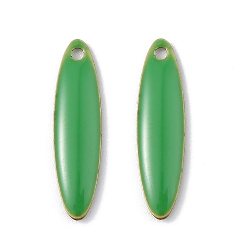 2 pendentifs sequins marquise 20 mm vert émeraude et doré