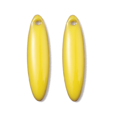 2 pendentifs sequins marquise 20 mm jaune et doré