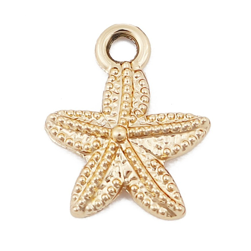 1 pendentif 15 mm marin étoile de mer doré clair