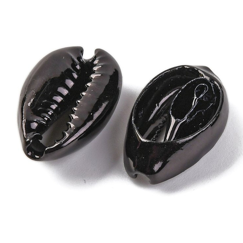 1 perle coquillage cauris noir brillant