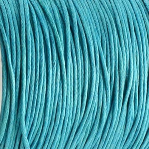 3 m de cordon coton ciré 1 mm bleu lagon