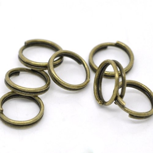 25 anneaux double 8 mm métal couleur bronze