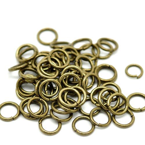 50 anneaux 6 mm ronds ouverts métal bronze