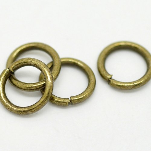 50 anneaux 8 mm ronds épais ouverts métal bronze antique