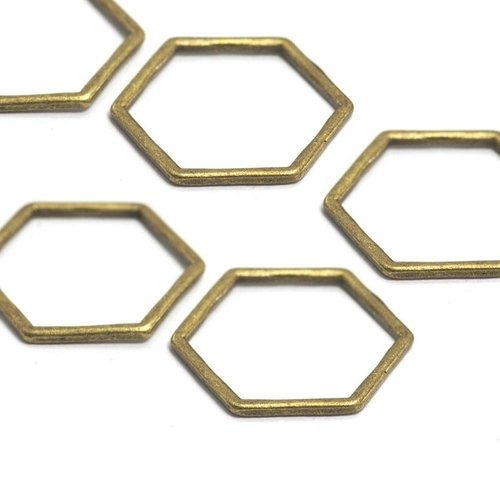 10 anneaux fermés connecteurs hexagone 23 mm métal couleur bronze