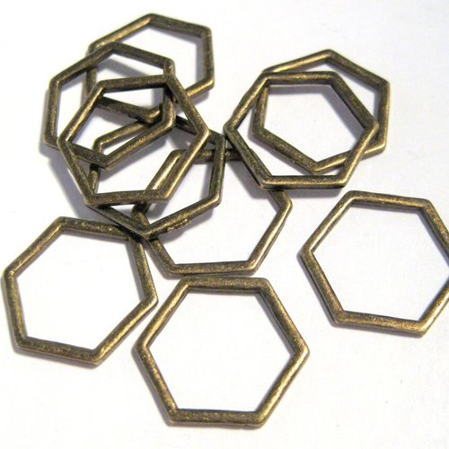 10 anneaux fermés connecteurs hexagone 17 mm métal couleur bronze