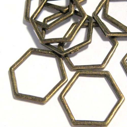 10 anneaux fermés connecteurs hexagone 11 mm métal couleur bronze