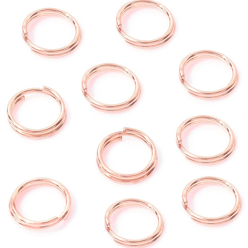 10 anneaux doubles 8 mm métal doré rose