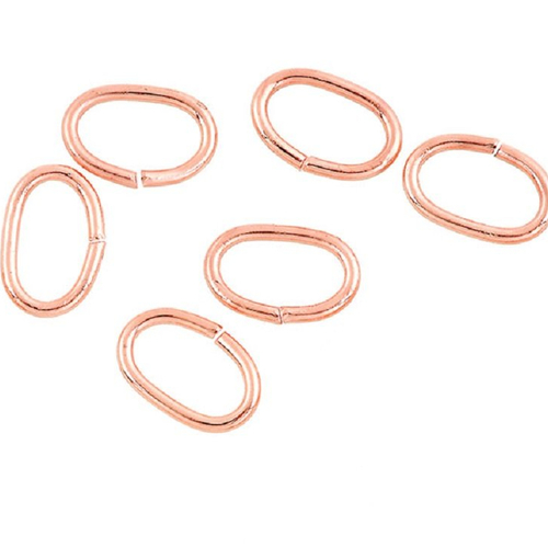 6 anneaux 9 x 6 mm  ovales laiton doré rose