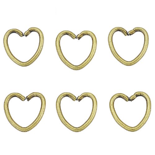 6 anneaux coeurs métal couleur bronze