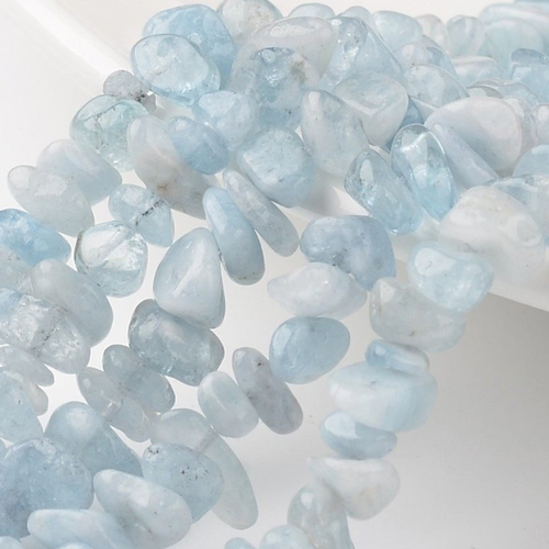 10 perles chips aigue marine bleu pierre gemme