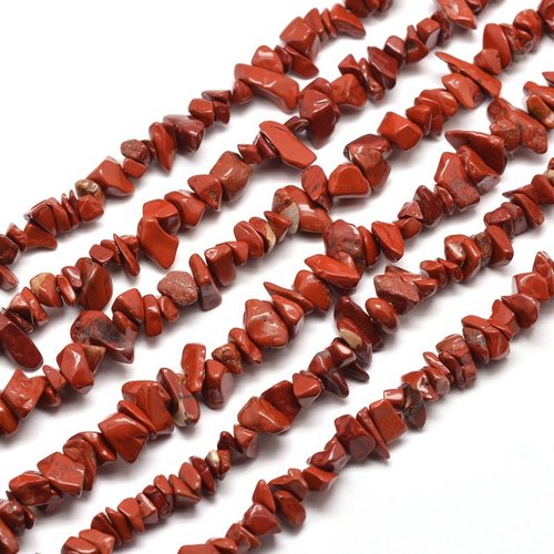 30 perles chips jaspe rouge naturelles