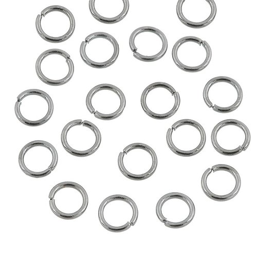 10 anneaux double 5 mm métal couleur gun gris noir
