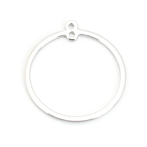 1 pendentif connecteur cercle créole 25 mm métal argenté