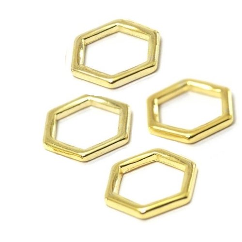 10 anneaux fermés connecteurs hexagone 11 mm métal doré