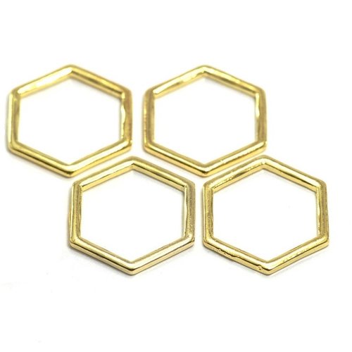 10 anneaux fermés 17 mm connecteurs hexagone métal doré