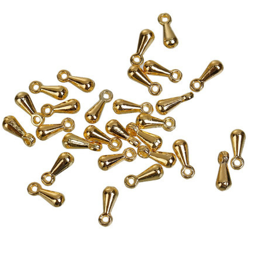 25 pendentifs 7 mm gouttes dorées chaîne extension