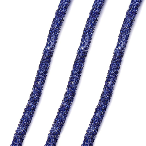 20 cm de cordon tube strass bleu marine