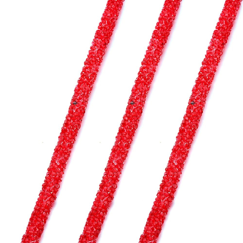 20 cm de cordon tube strass rouge
