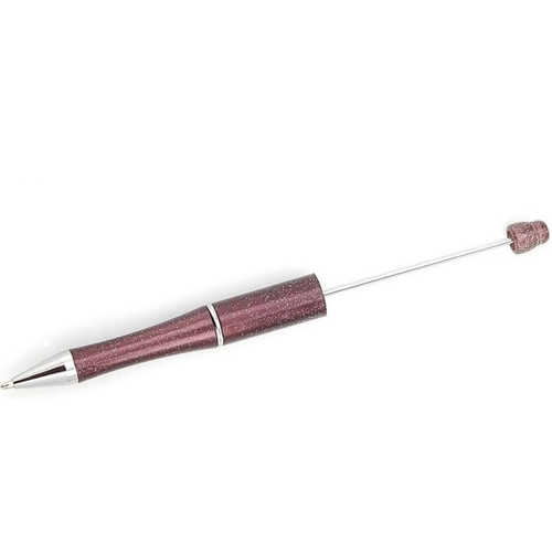 1 stylo bordeaux métallisé paillletté prune pour perles