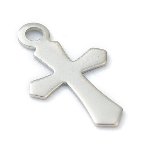 1 pendentif croix 1 mm acier argenté