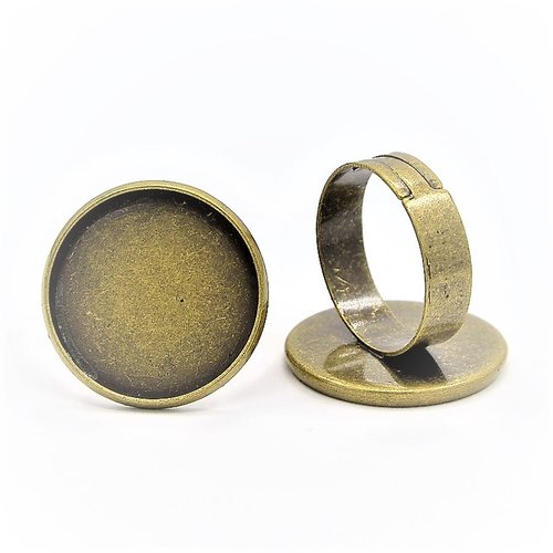 1 support bague ronde métal couleur bronze pour cabochon 20 mm
