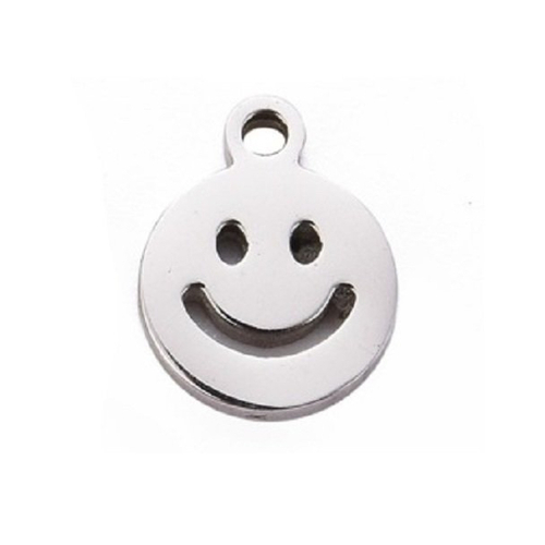 1 pendentif 6 mm smile acier inoxydable argenté