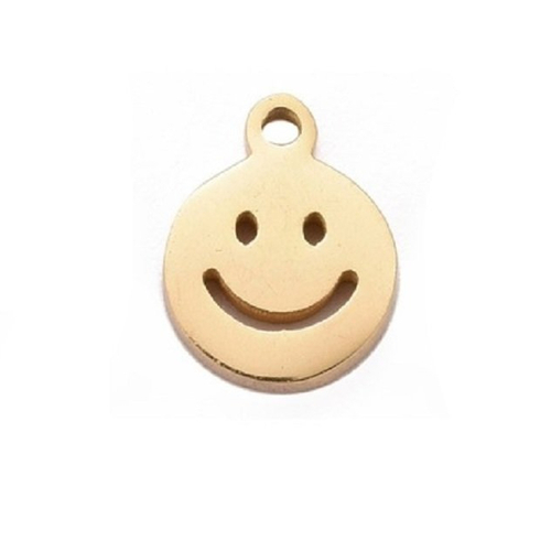 1 pendentif 6 mm smile acier inoxydable doré