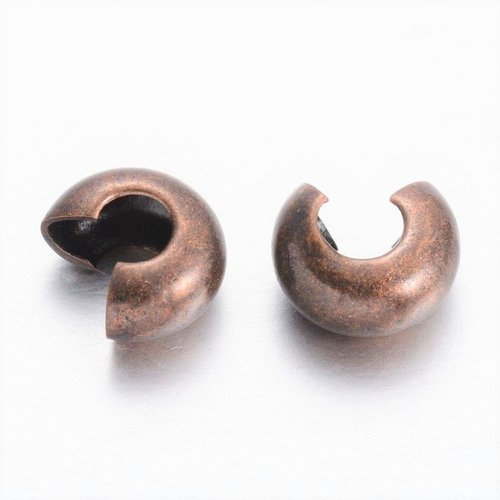 10 caches perles à écraser 4 mm métal cuivre rouge
