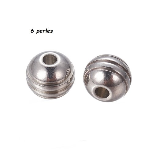 6 perles intercalaires séparateurs acier 5 mm triées