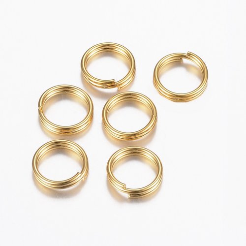 6 anneaux doubles 8 mm acier inoxydable doré