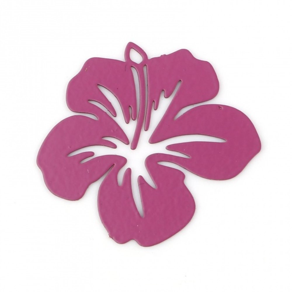 1 pendentif fleur tropicale métal rose - Un grand marché