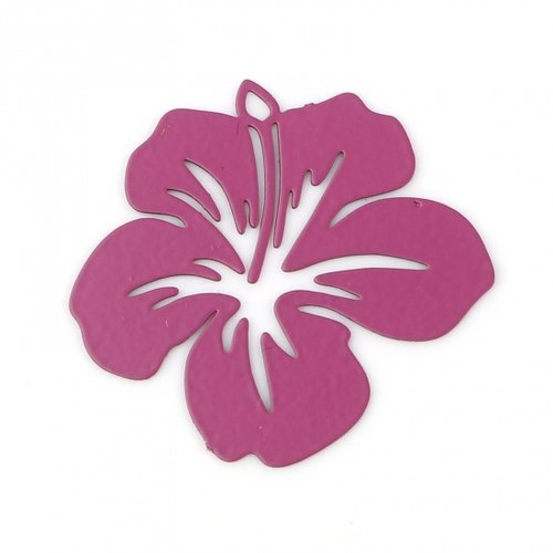 1 pendentif fleur tropicale métal rose