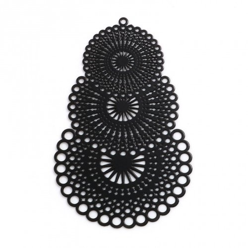 1 pendentif estampe filigrane géométrique fleur noire
