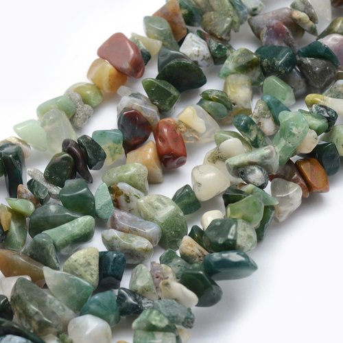 30 perles chips pierre gemme agates indiennes camaïeu vert