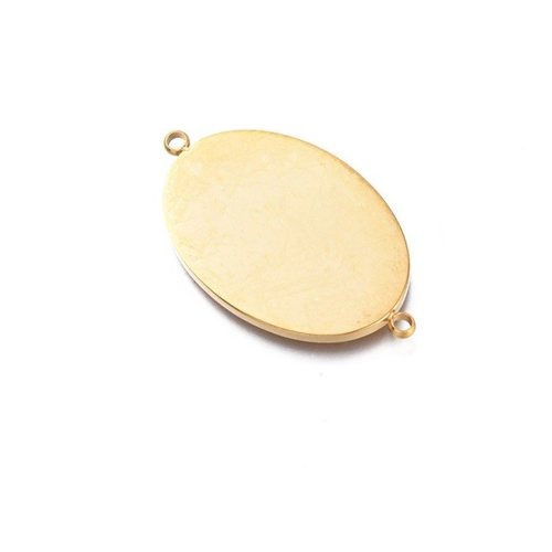 1 plaque à graver 30 mm connecteur ovale acier inoxydable doré