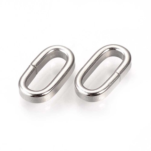 2 grands anneaux de jonction 13 mm bélière ovale acier argenté