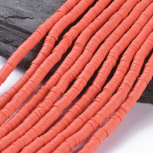 100 perles 6 mm espaceurs heishi polymère fimo rouge orange