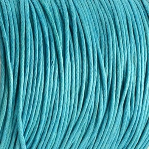 3 m de cordon coton ciré 1 mm bleu turquoise