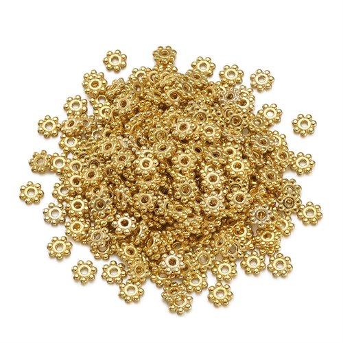 50 perles 4 mm intercalaires fleur heishi métal doré