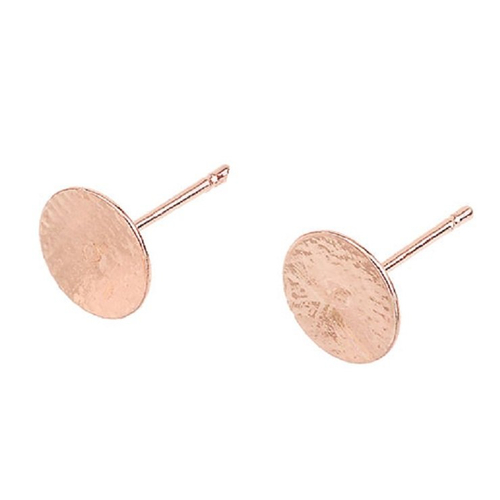 1 paire de puces d'oreille support rond 8 mm métal laiton doré rose