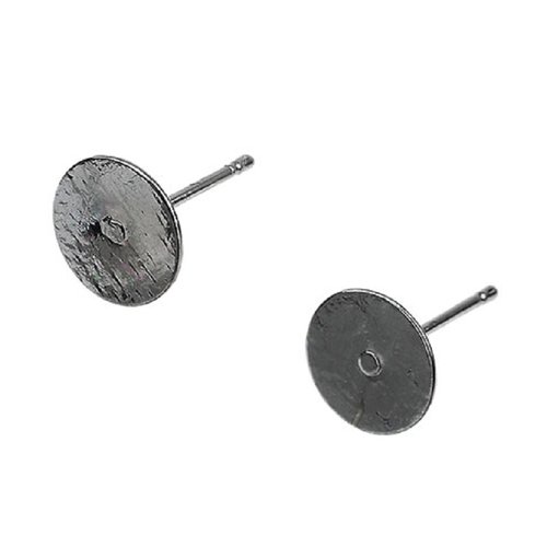 1 paire de puces d'oreille support rond 8 mm métal laiton gunmétal