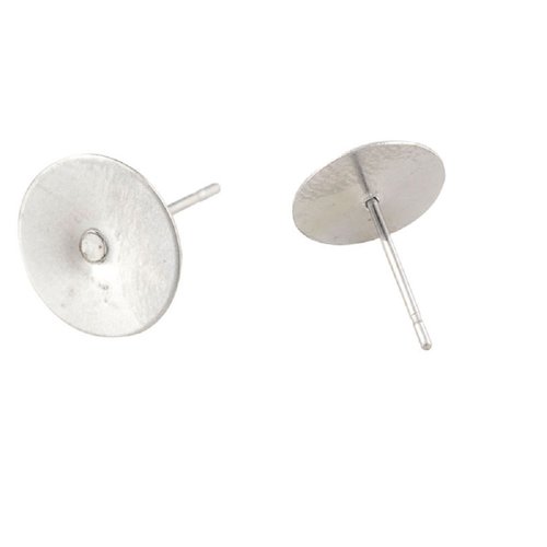 1 paire de puces d'oreille support rond 8 mm métal laiton argenté