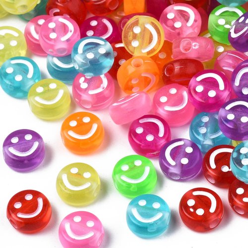 20 perles palets acrylique smiley
