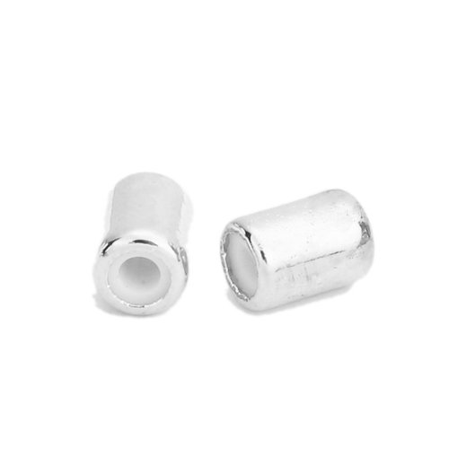 1 perle stoppeur tube silicone et métal argenté