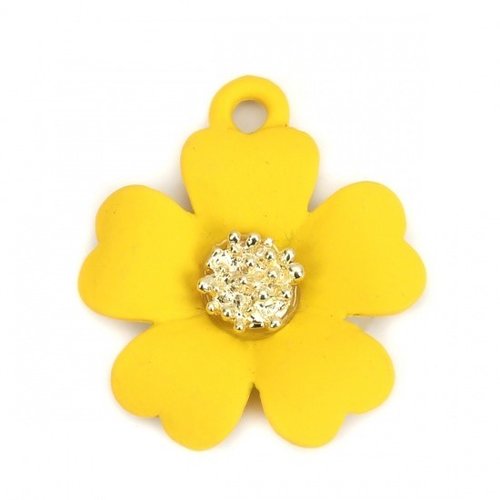 1 pendentif fleur tropicale métal jaune