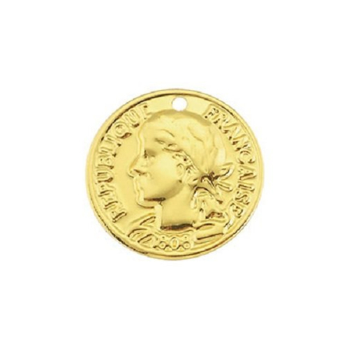 1 sequin pièce de monnaie pendentif ronds 15 mm métal doré